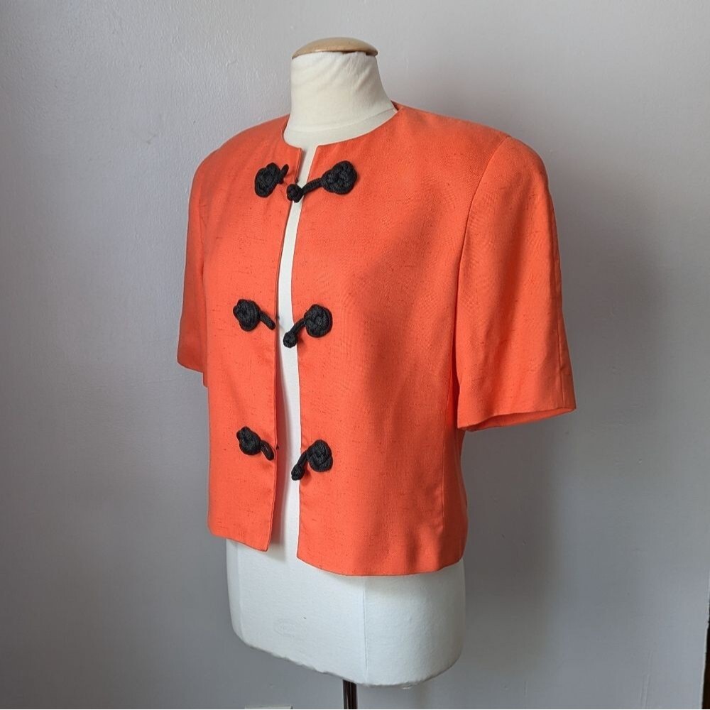 Vintage Short Sleeve Salmon Coral Pink Short Sleeve Blazer